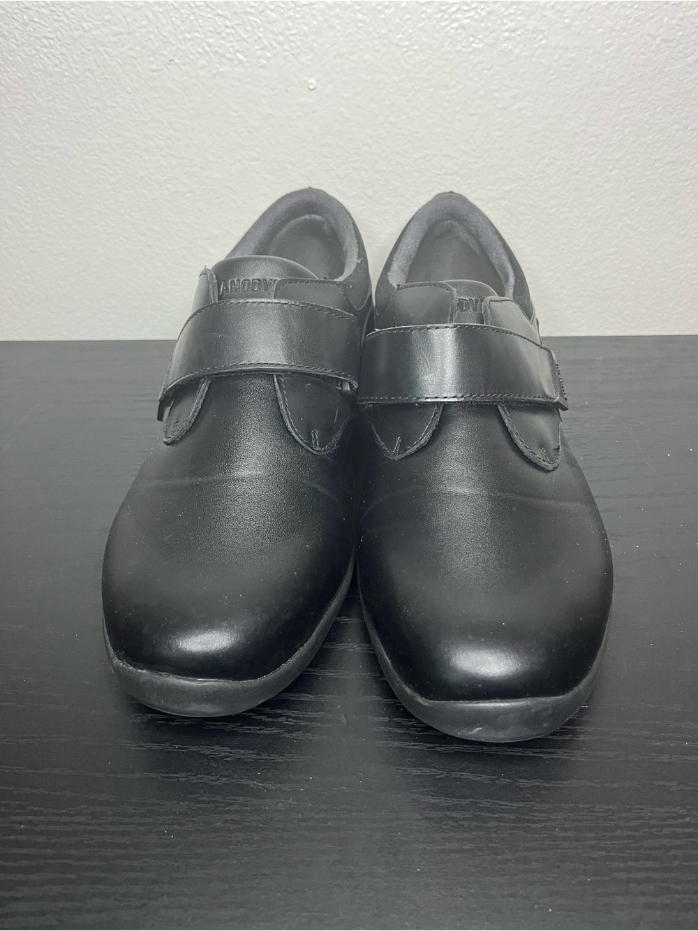 Diabetic Black Women's Slip-On Loafers with Velcro Strap - Picture 3 of 10